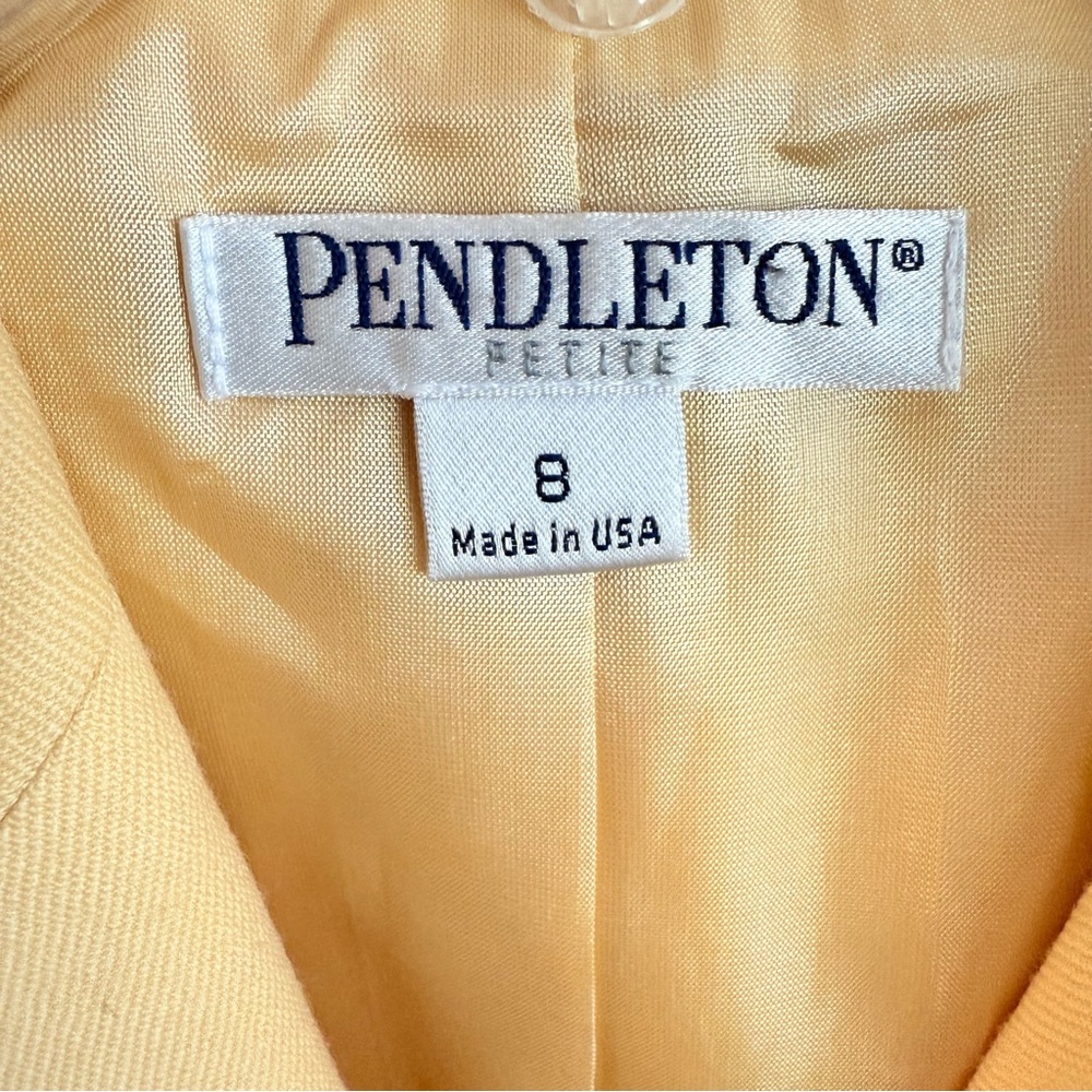 Vintage Pendleton Peak Lapel Butter Yellow Blazer Suit Jacket Size 8 Petite Wool - Picture 3 of 8